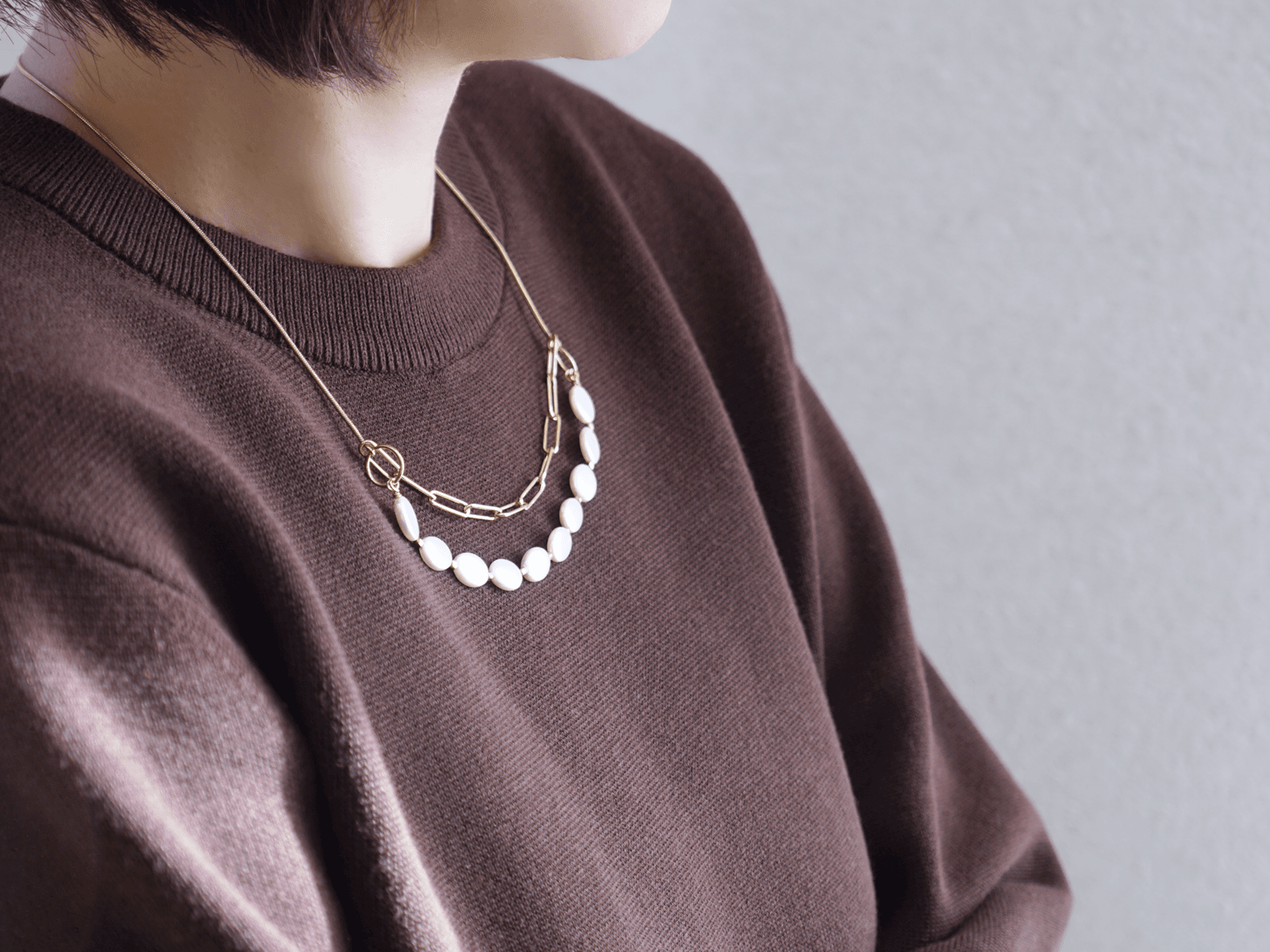 【卒入学/フォーマル】首元すっきりオーバルパールのネックレス「ArcLane」【母の日】 | 5枚目