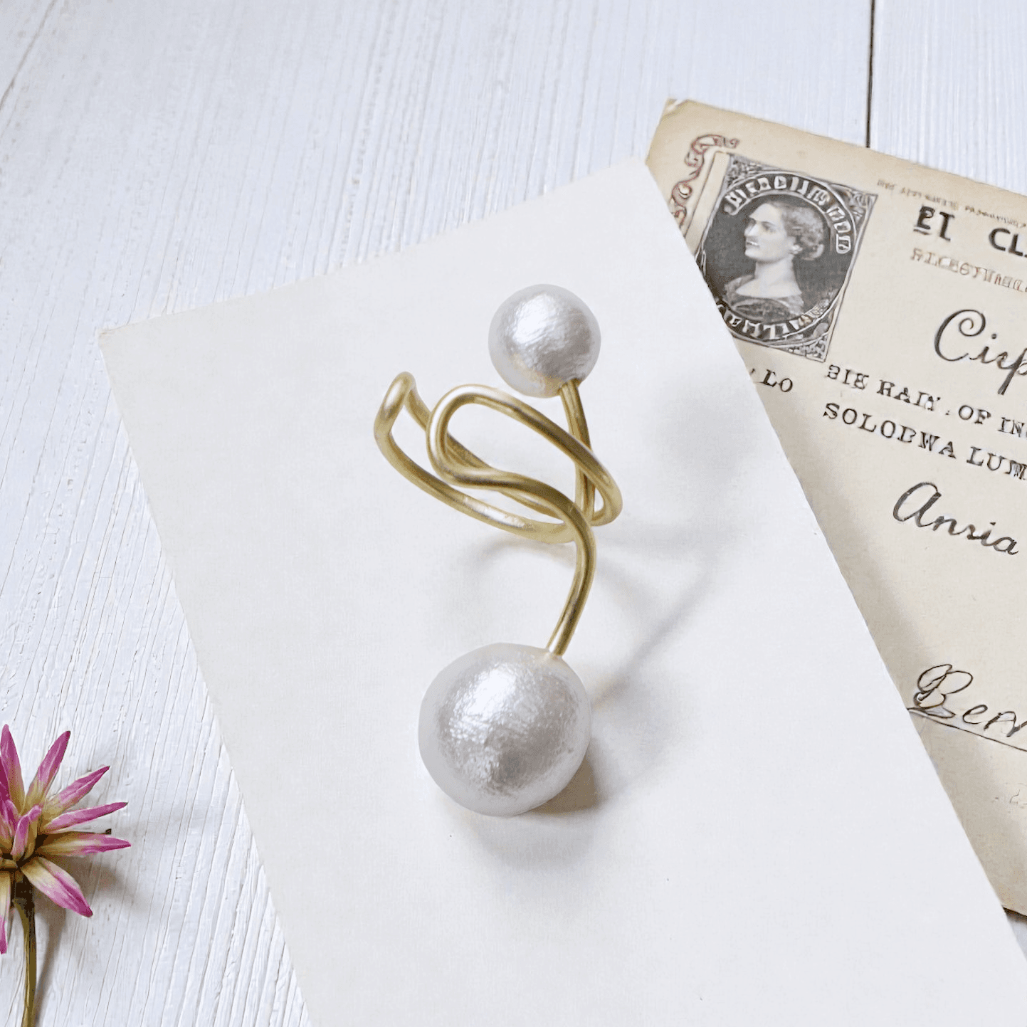 【大粒】コットンパールイヤーカフ「room」 大ぶりコットンパール 卒入学 | 8枚目